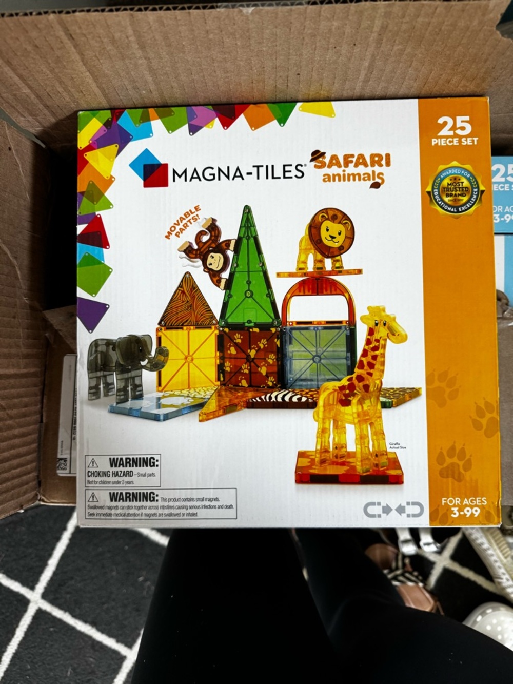 Magna-Tiles Safari Animals 25-Piece Building Set - Yellow & Orange